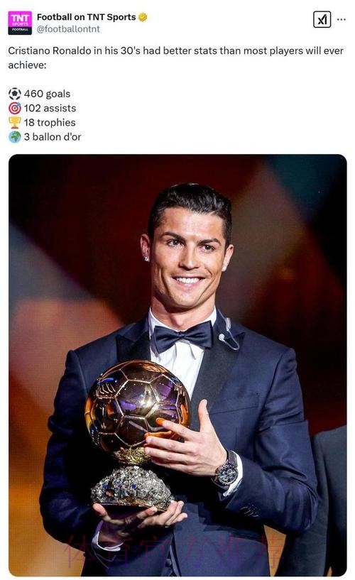 C罗30岁后成就-544场460球102助攻+18冠军
